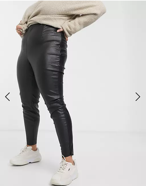 ASOS DESIGN Curve spray on leather look trouser