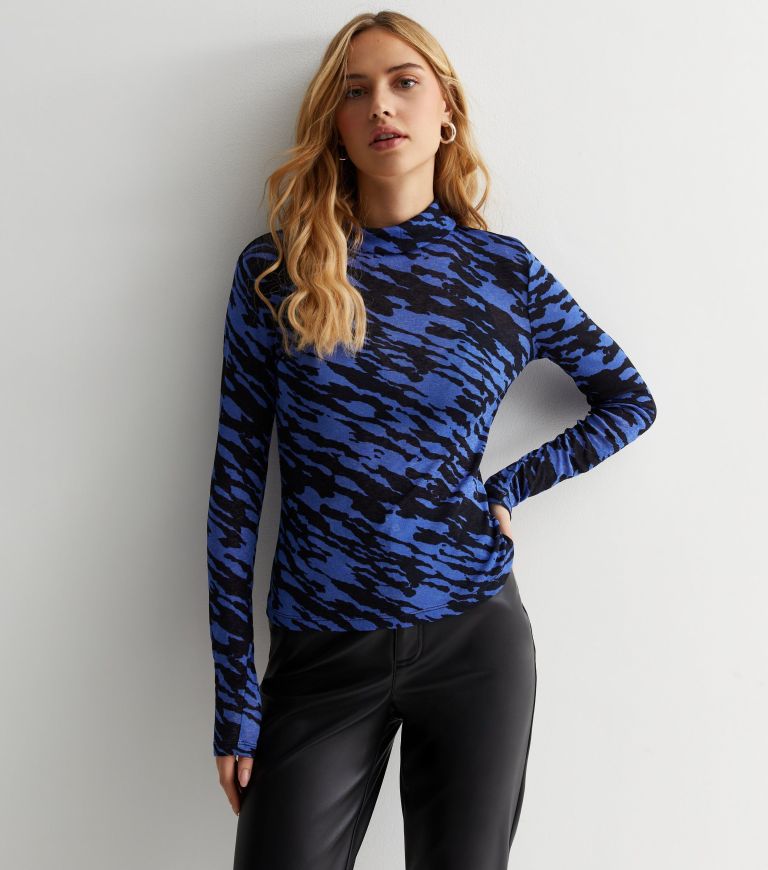 New Look Blue Abstract Print Top