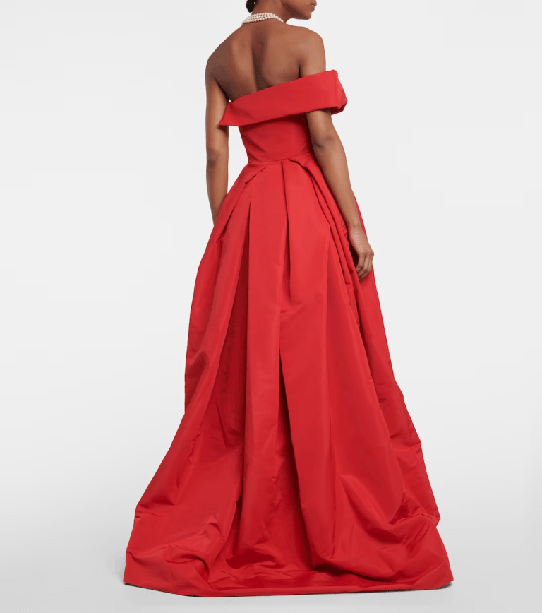 Vivienne Westwood Draped off-shoulder satin gown back view