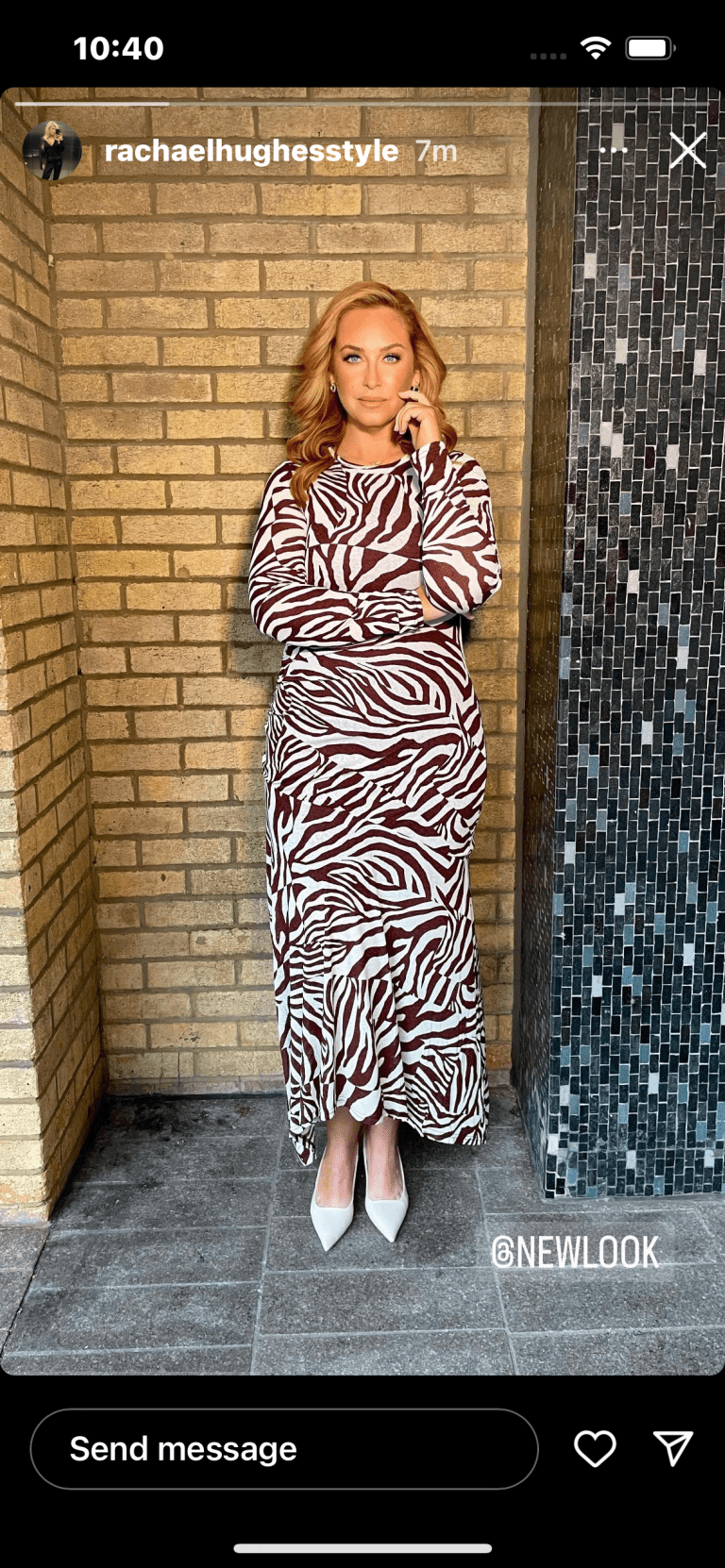 where to get all Josie Gibson This Morning outfits brown and white animal print midaxi dress 21 February 2024 photo Rachael Hughes
