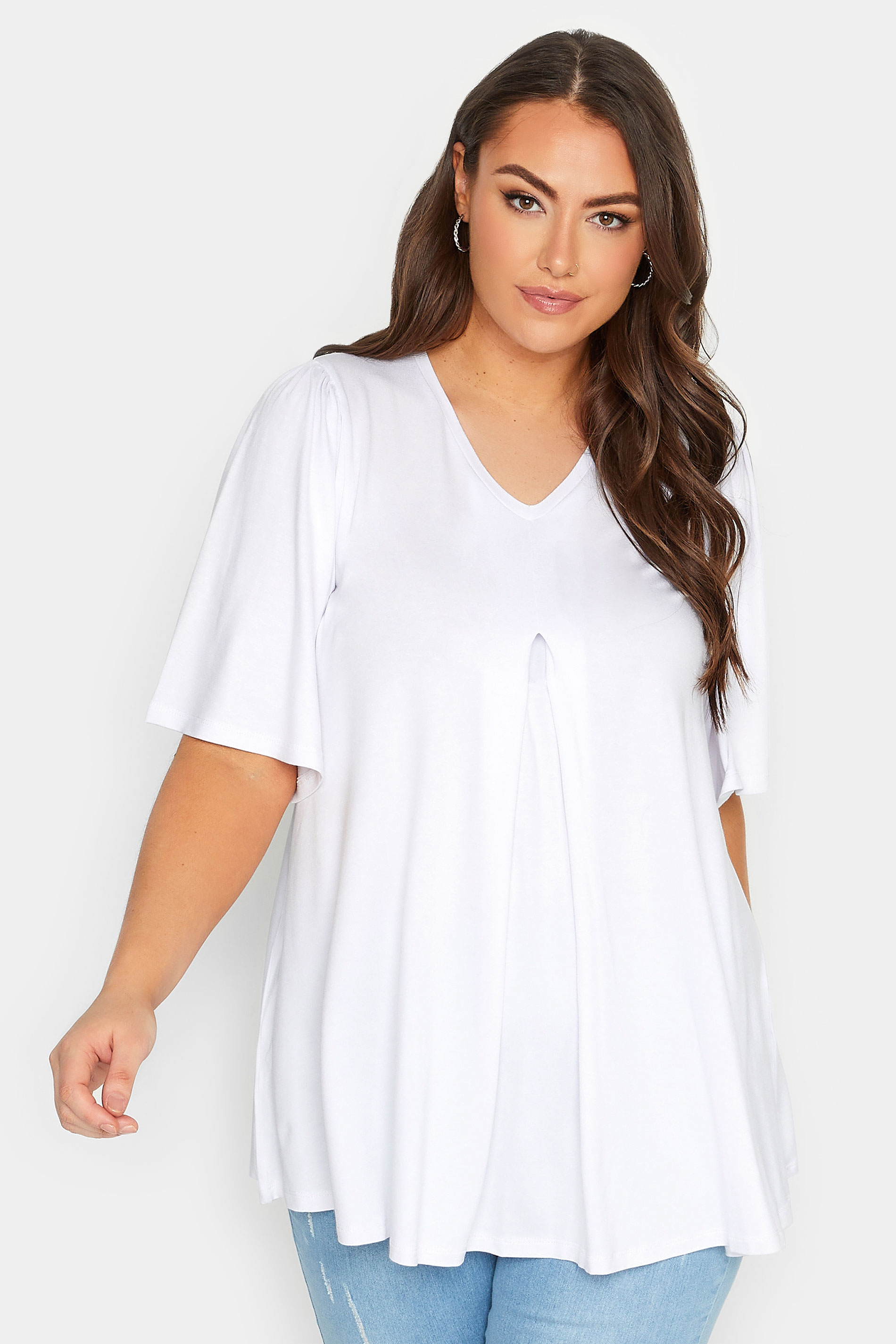 Yours Curve White Pleat Front Swing Top