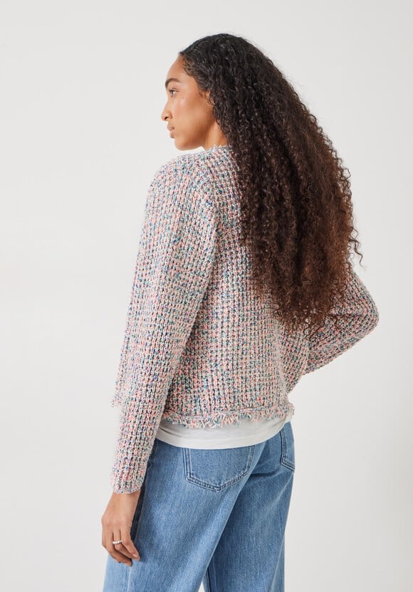 Hush Miranda Fringed Pastel Cotton Cardigan back view