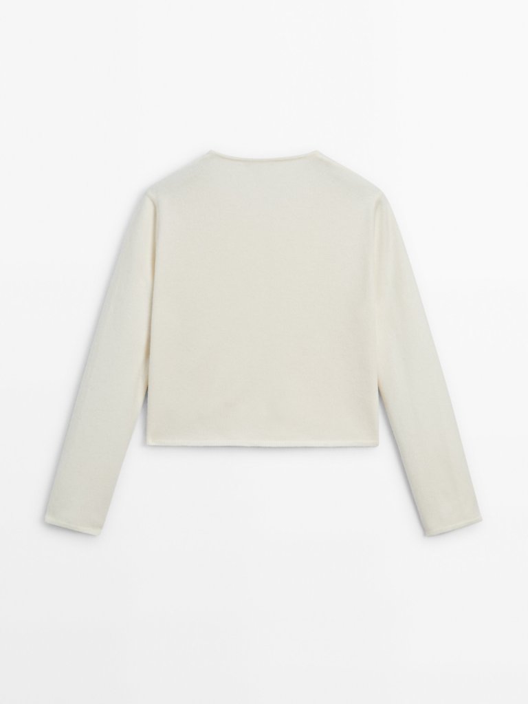 Massimo Dutti Felted Wool Knit Cardigan With Buttons back view