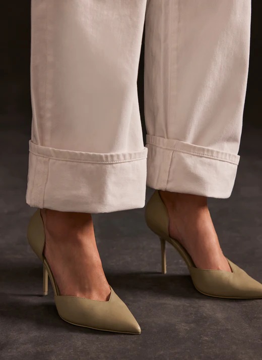 Mint Velvet Khaki Leather Court Heels