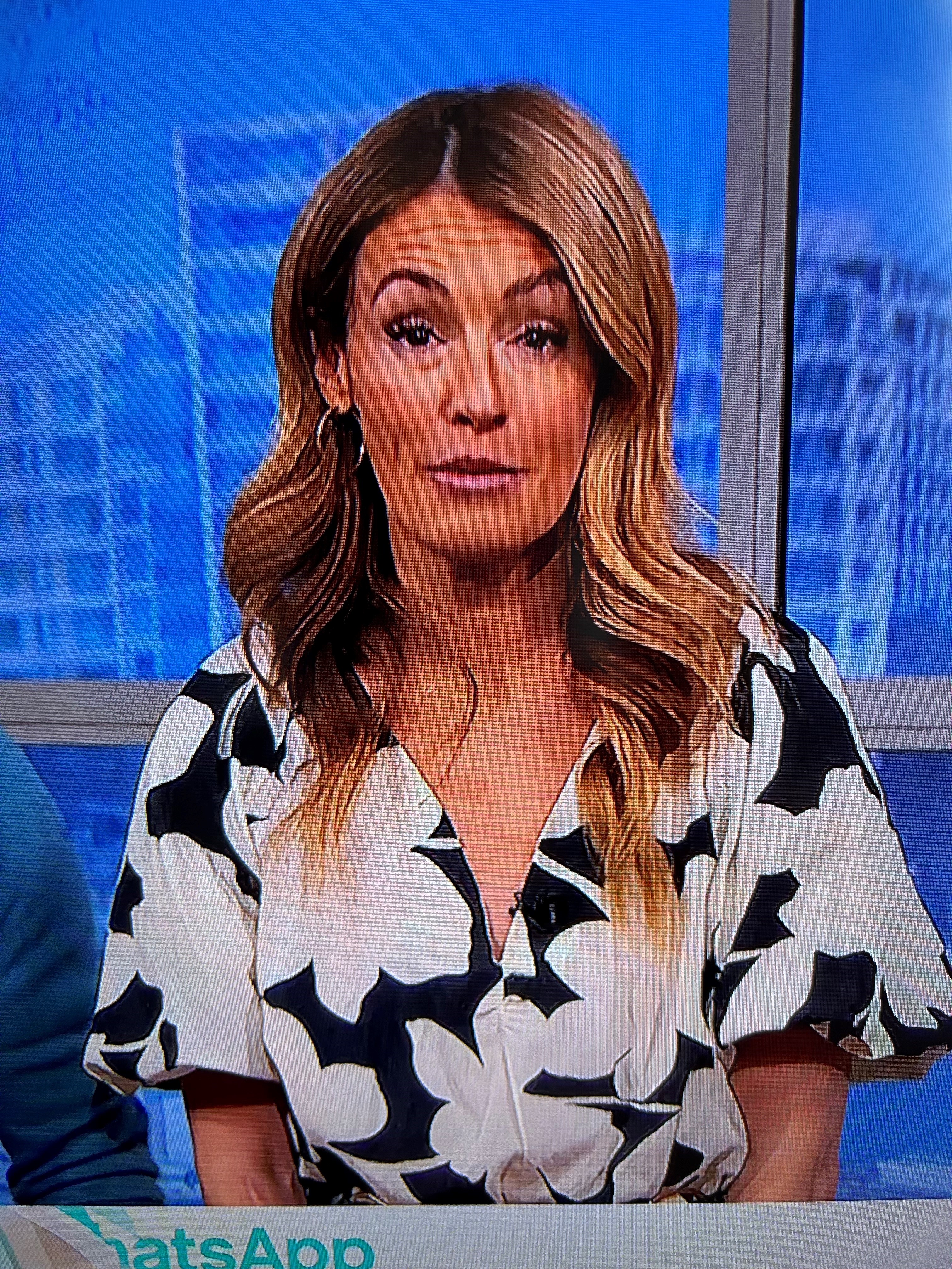 where to get all Cat Deeley this Morning outfits black and white floral print mini dress boots 26 March 2024 Photo ITV