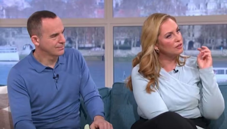 where to get all Josie Gibson This Morning outfits blue fold top black trousers 4 MArch 2024 Photo ITV