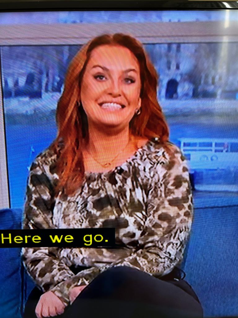 where to get all Josie Gibson This Morning outfits green snake print top black trousers 22 March 2024 Photo ITV