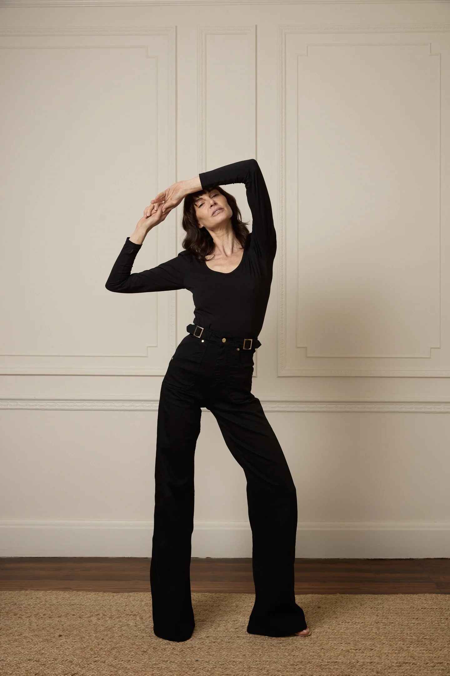 Donna Ida MINNIE THE HIGH TOP FULL LENGTH WIDE LEG FLARED JEANS BLACKEST v2