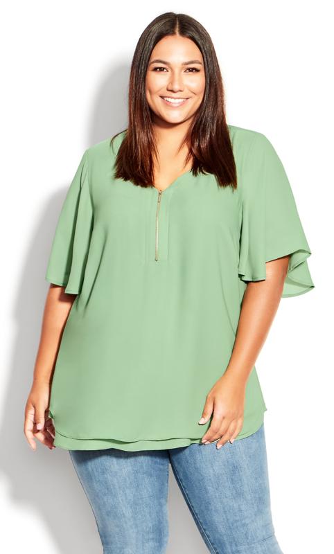 Evans Green Melina Flutter Top
