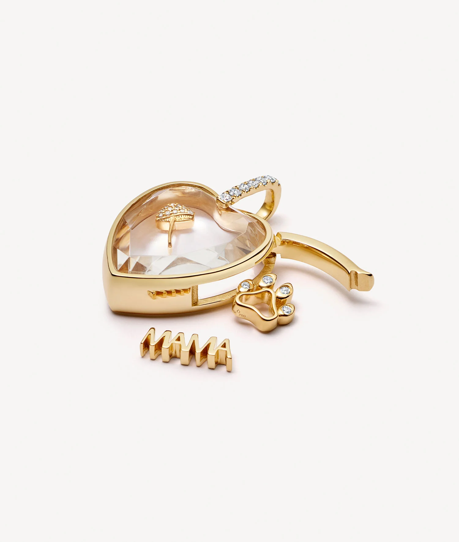 Loquet Amate Diamond Heart Gold Locket