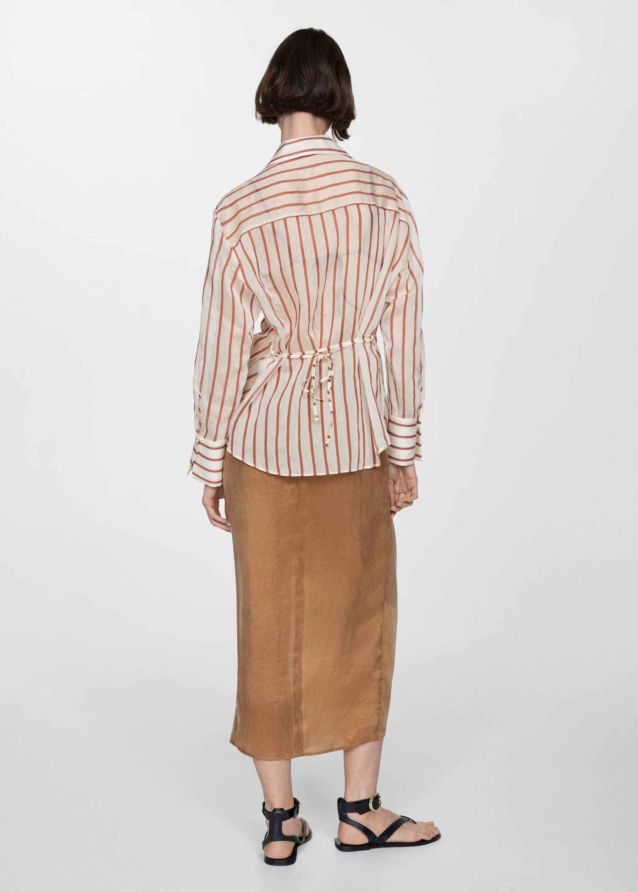 Mango Semi Transparent Striped shirt back view