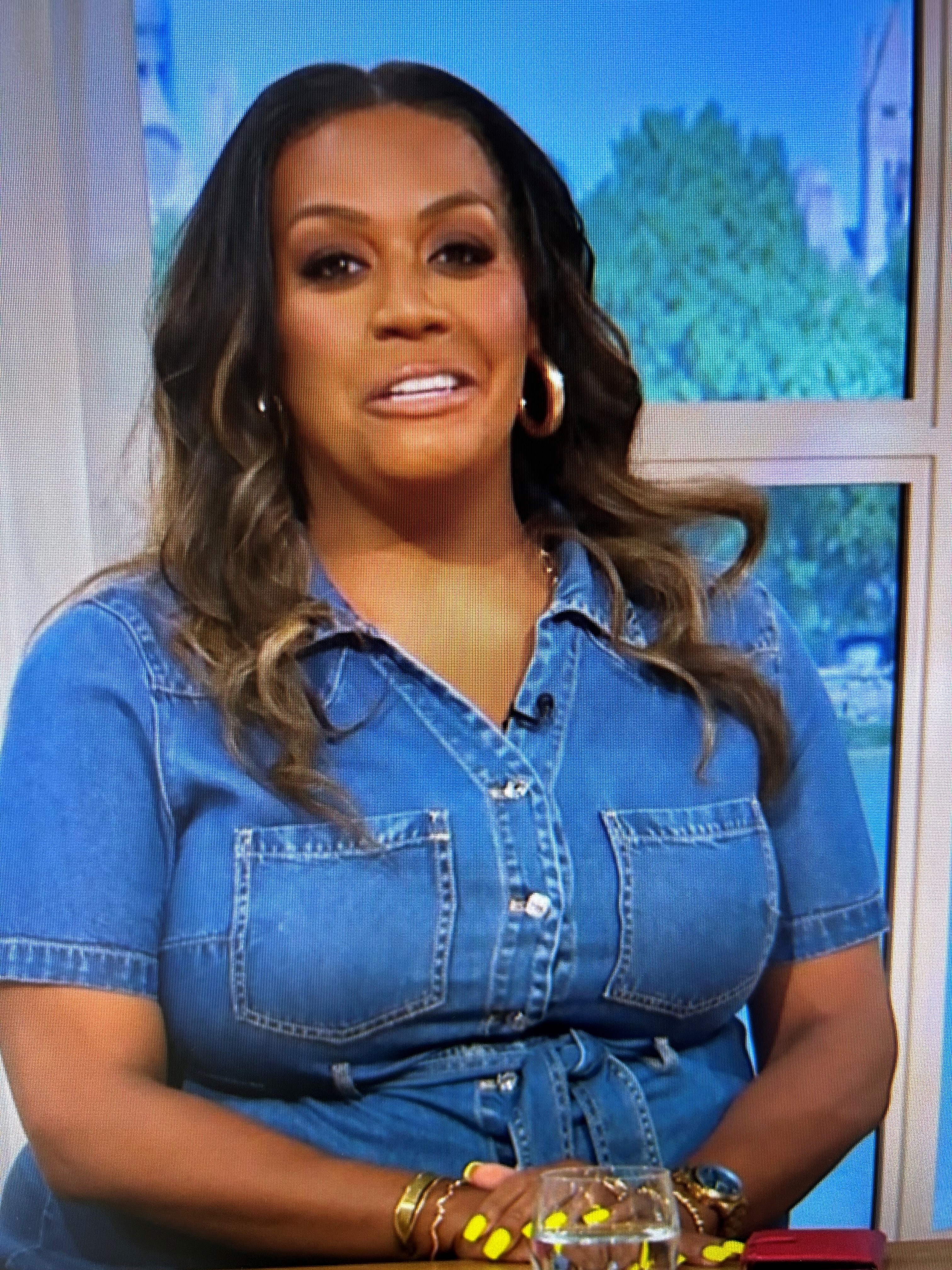 where to get all Alison Hammond This Morning outfits dresses mid blue denim midi dress 28 June 2024 Photo ITV
