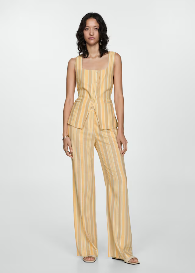 Mango Striped Waistcoat &amp; Trousers
