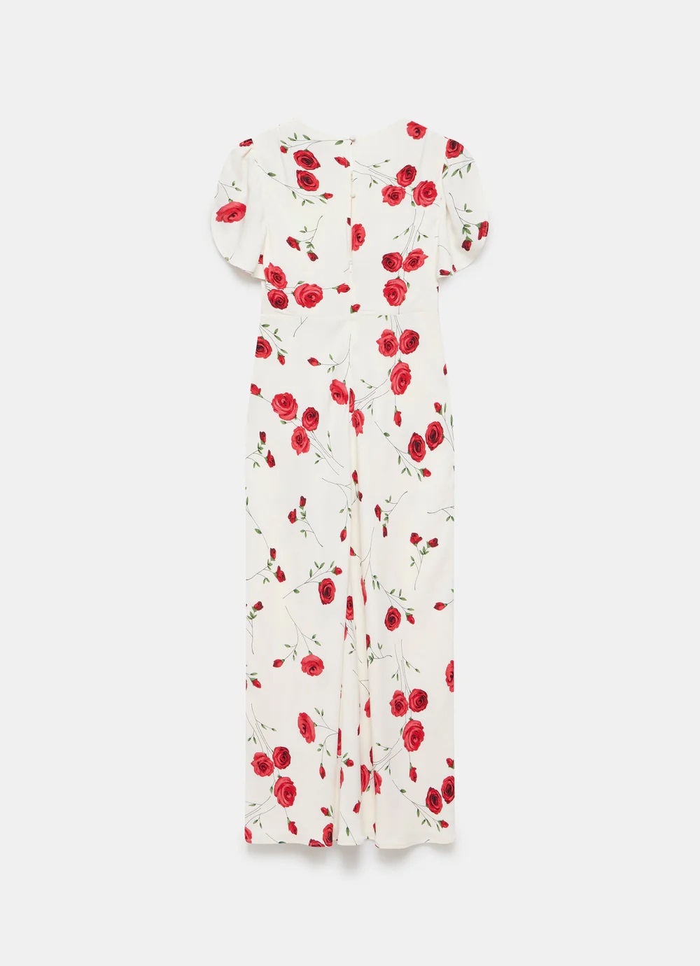 Mint Velvet Cream Floral Ruched Midi Dress back view