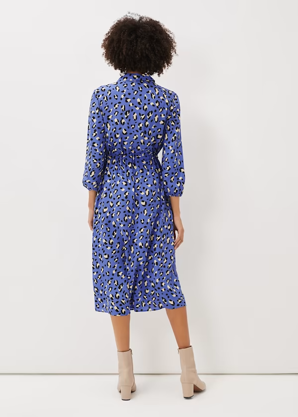 Phase Eight Tana Leopard Print Midi Shirt Dress back view