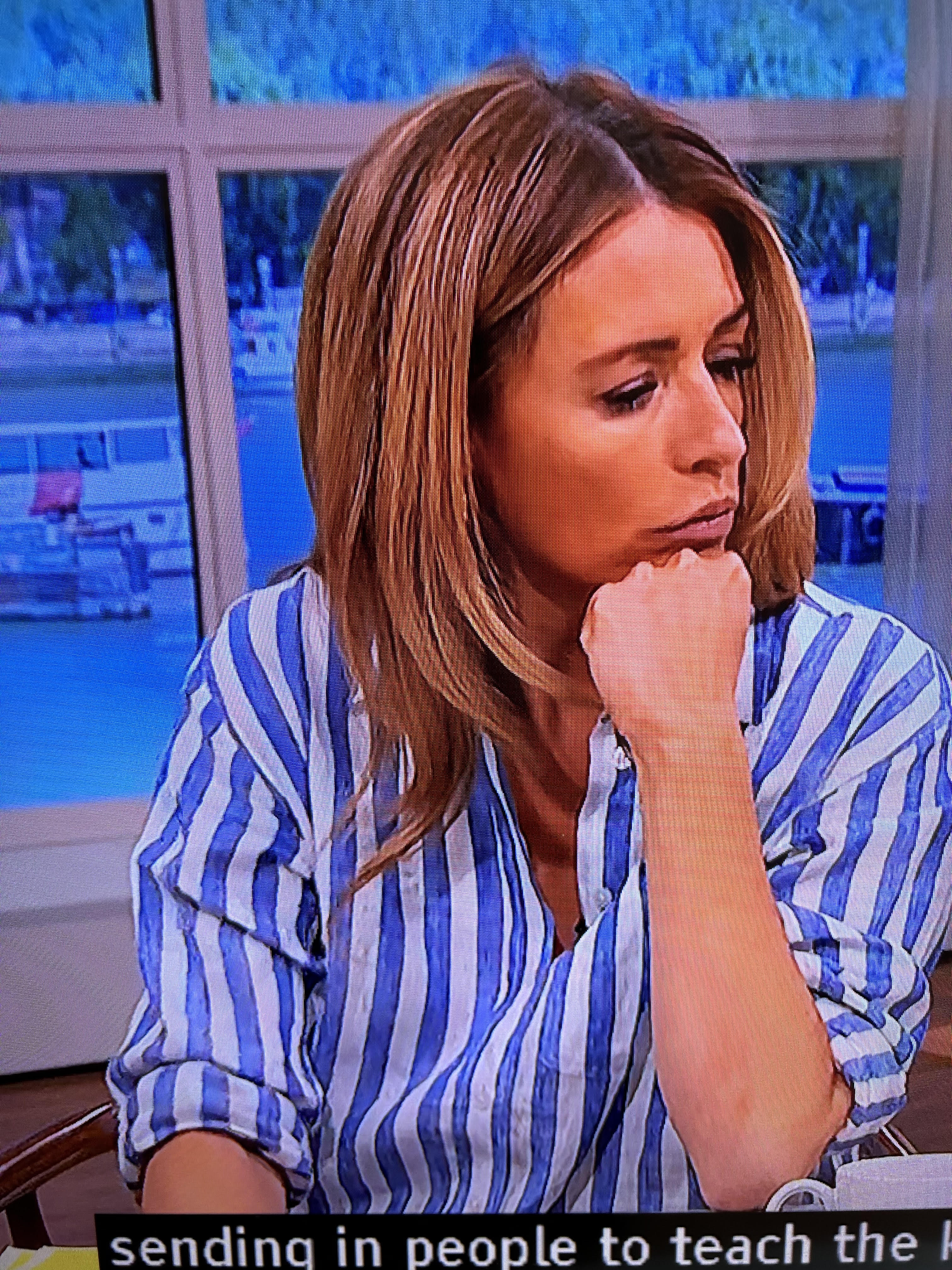 where to get all Cat Deeley This Morning outfits cobalt striped short denim jeans white strappy sandals 8 July 2024 where to get all Cat Deeley This Morning outfits cobalt striped short denim jeans white strappy sandals 8 July 2024 Photo ITV