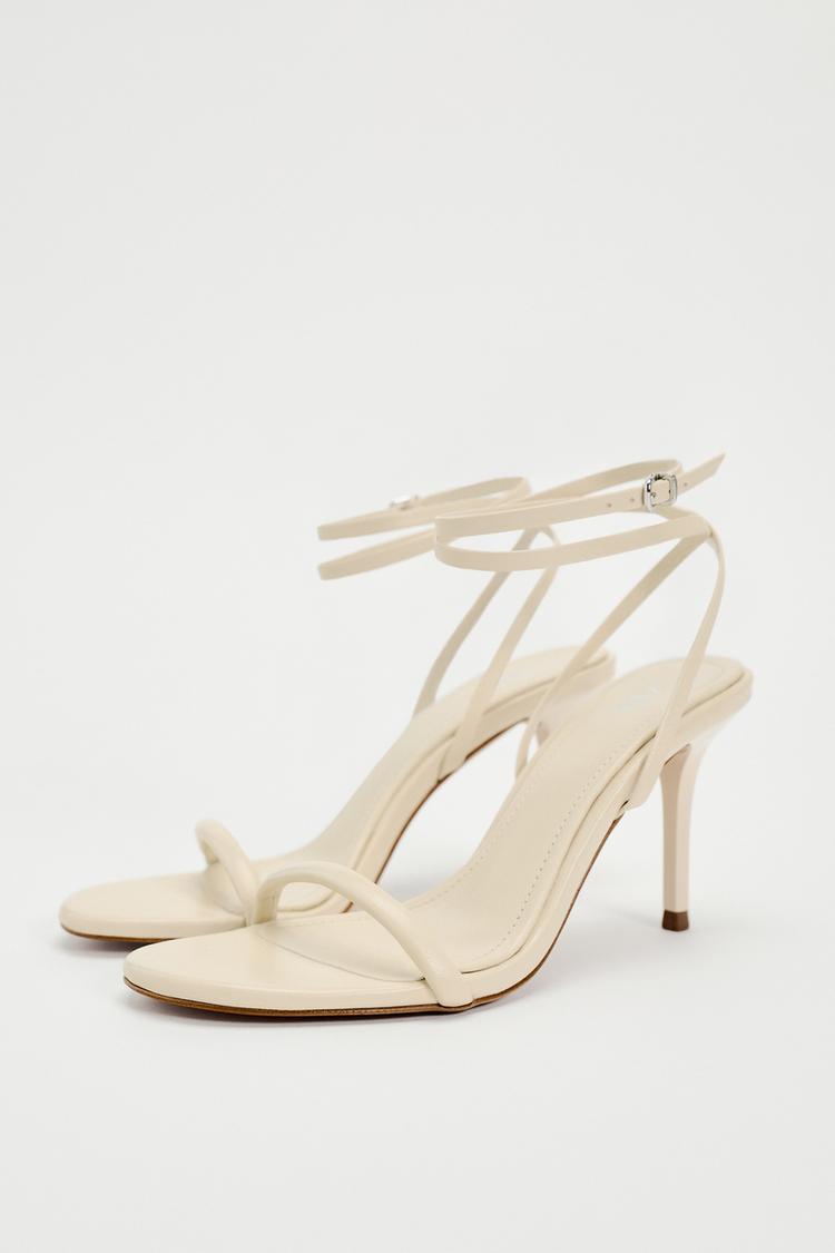 Zara Leather High Heels With Tubular Strap