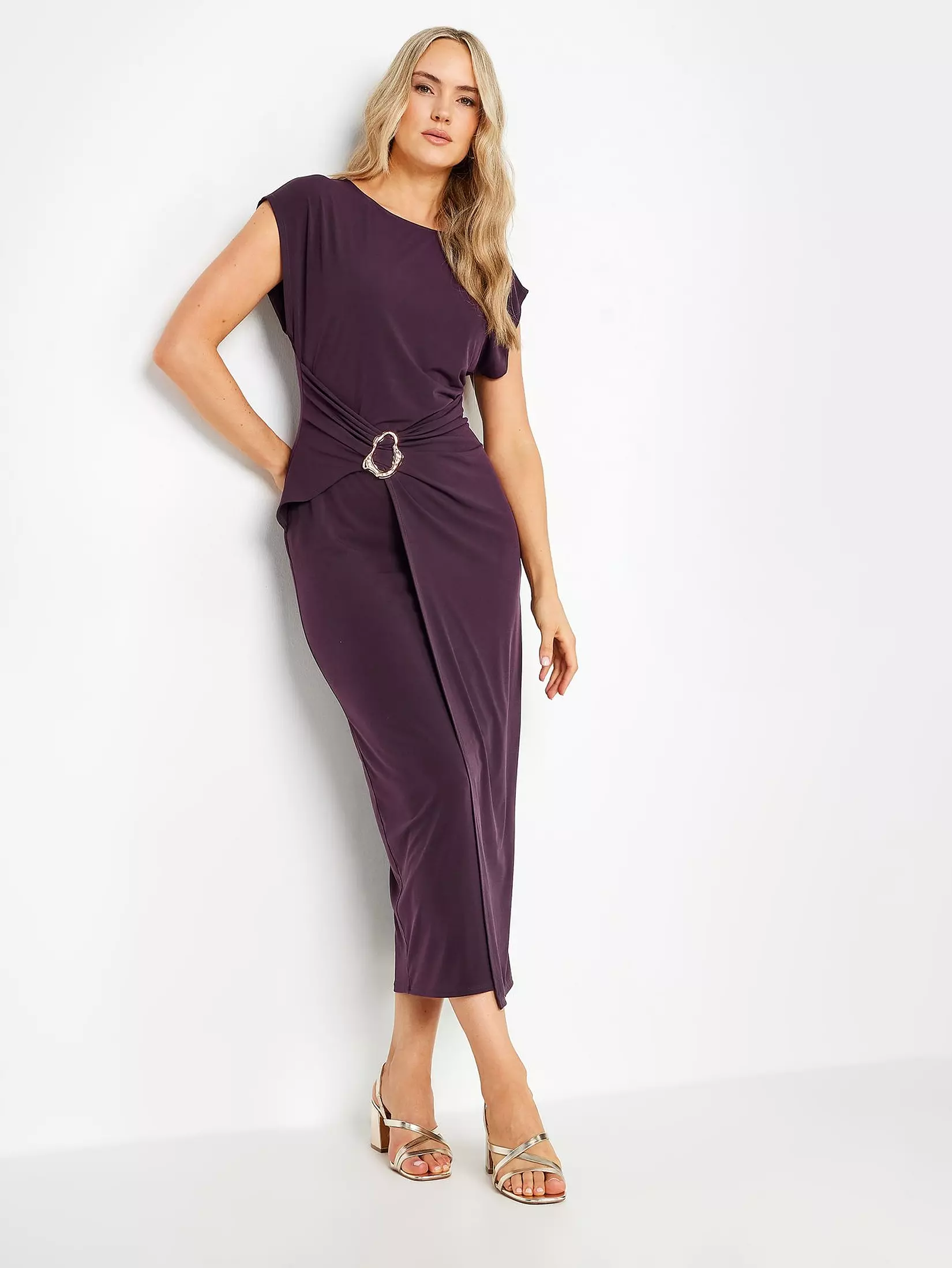Long Tall Sally Tall Ruched Wrap Buckle Midaxi Dress