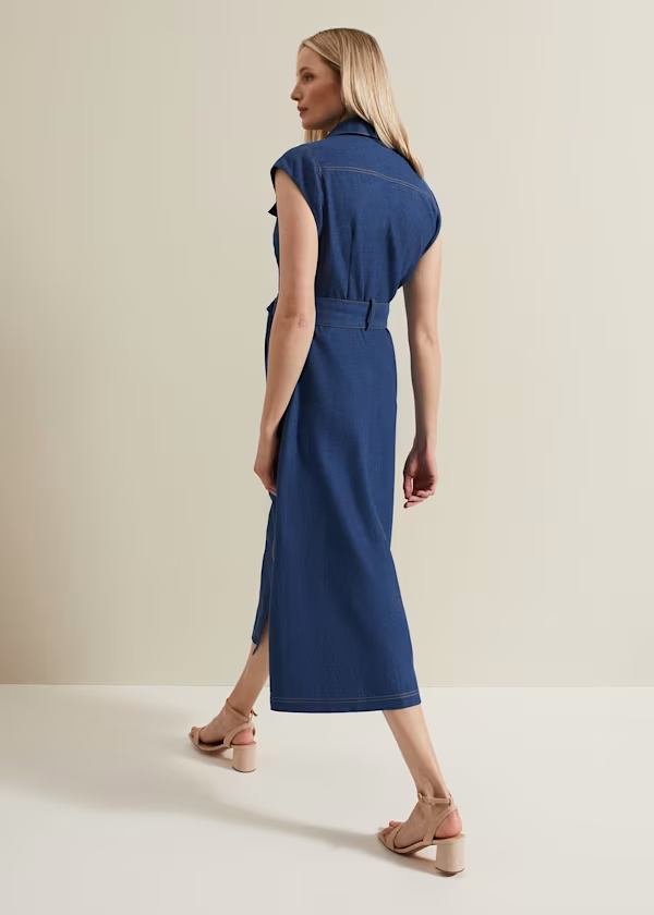 Phase Eight Luiza Denim Midi Dress back view