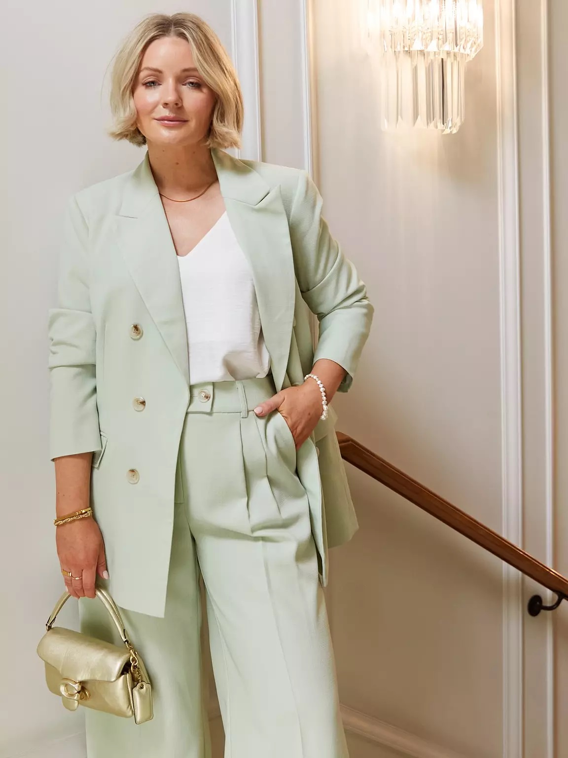 X Laura Byrnes Edge to Edge Tailored Blazer - Mint