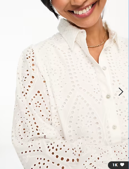Y.A.S broderie shirt with scalloped cuffs in white