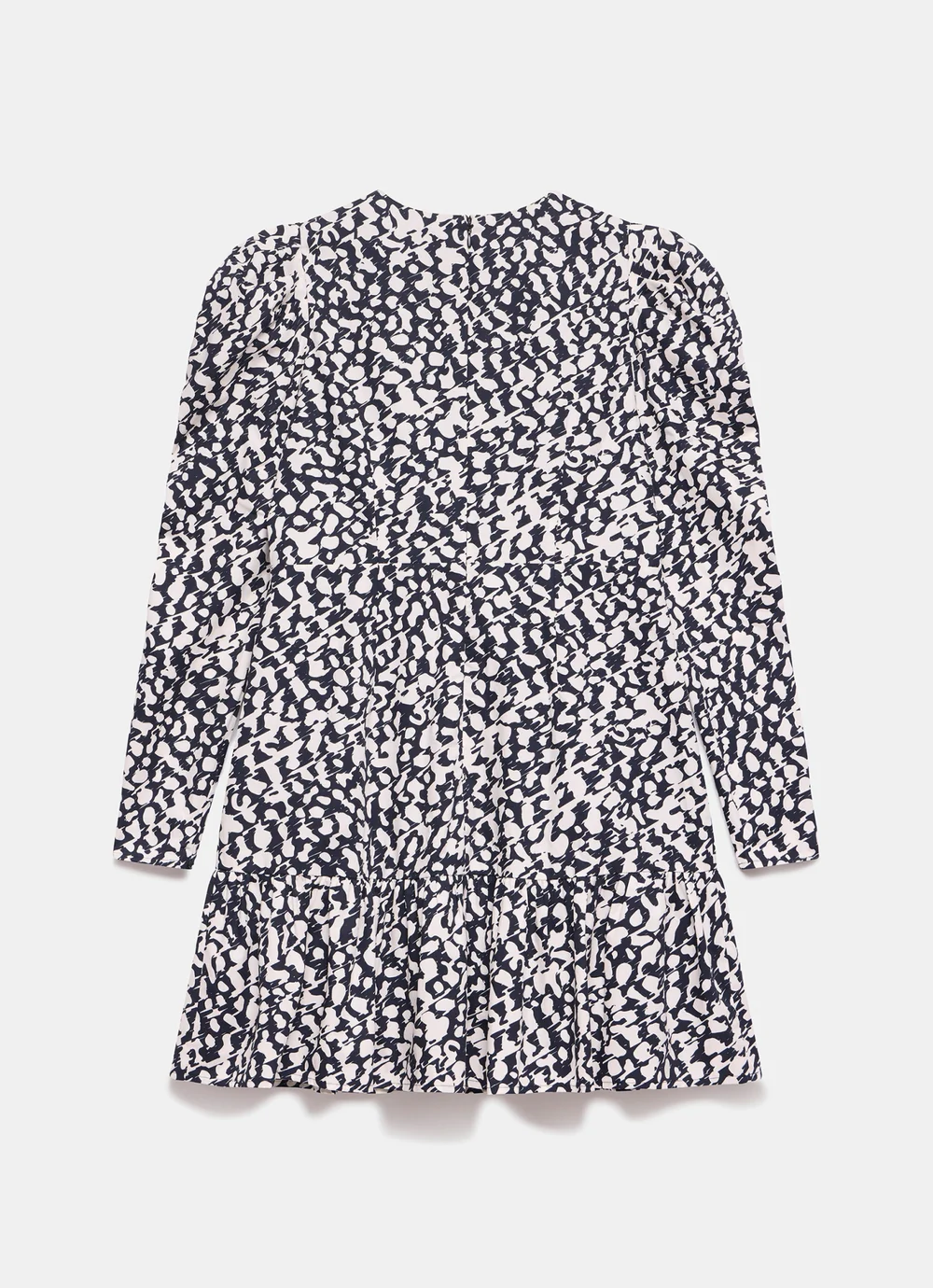 Mint Velvet Navy Abstract Print Cotton Mini Dress back view