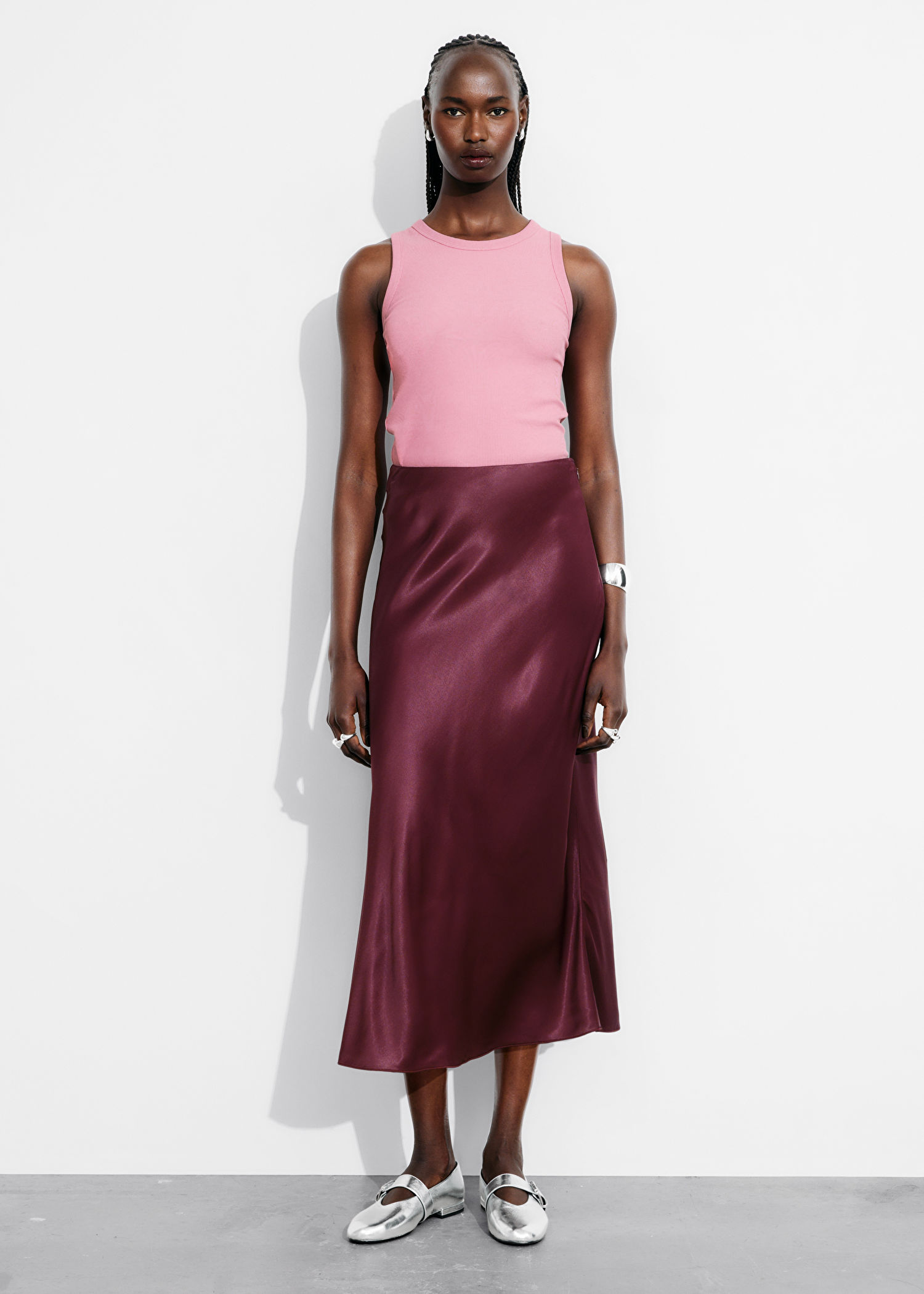 &amp; Other Stories Satin Midi Skirt