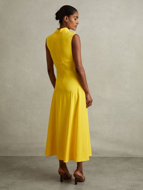 Reiss Georgia Cowl Neck Seam Detail Midi Dress back view