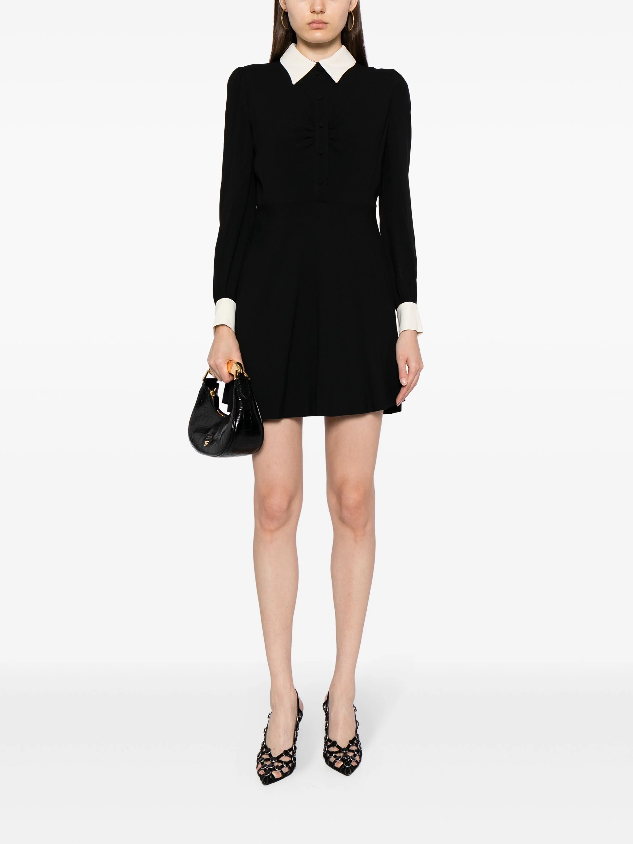 Saint Laurent pre owned contrast collar mini dress