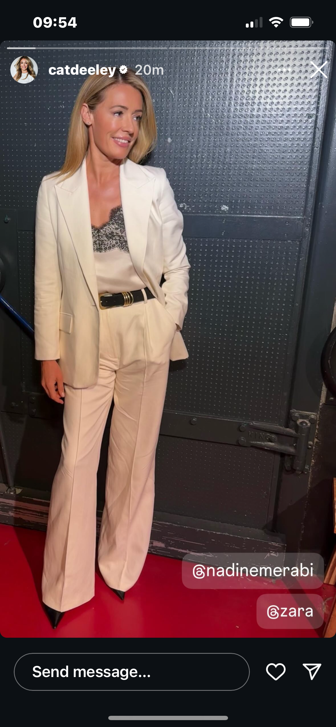 where to get all Cat Deeley this Morning outfits white trouser suit white and black lace camisole what is Cat wearing 30 September 2024 Photo Cat Deeley