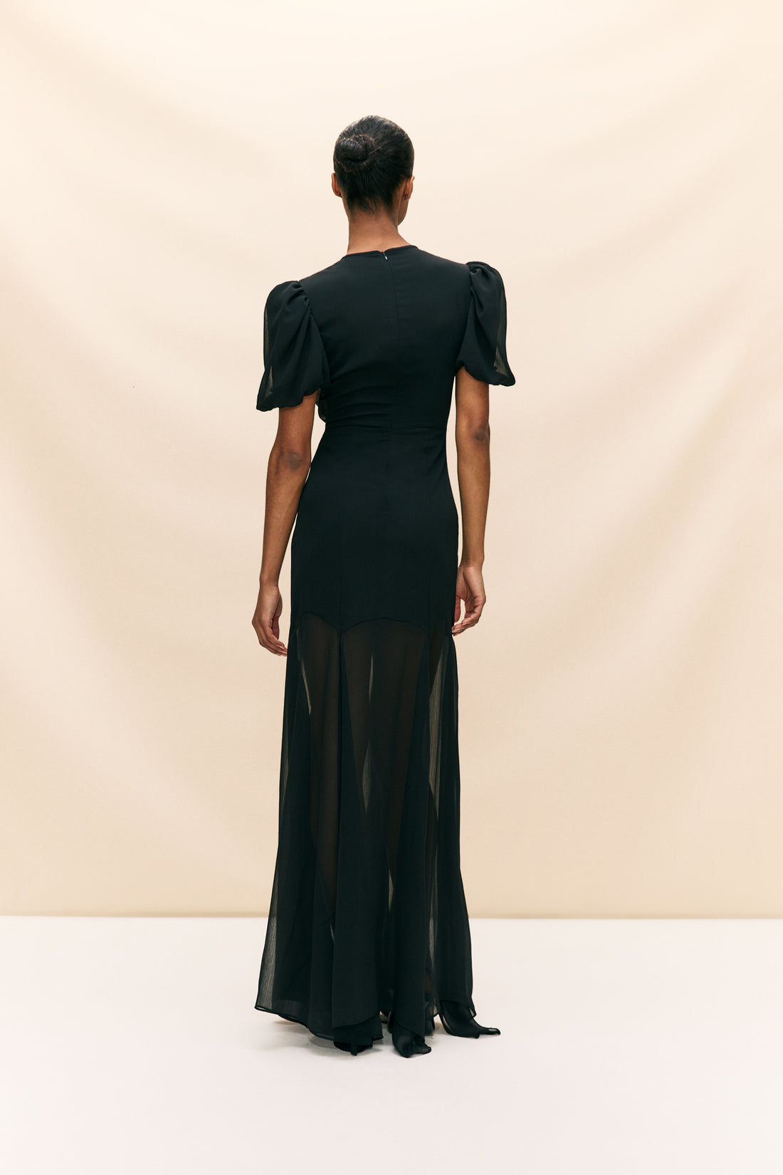De La Vali Agua Maxi Dress in Crinkle Chiffon back view