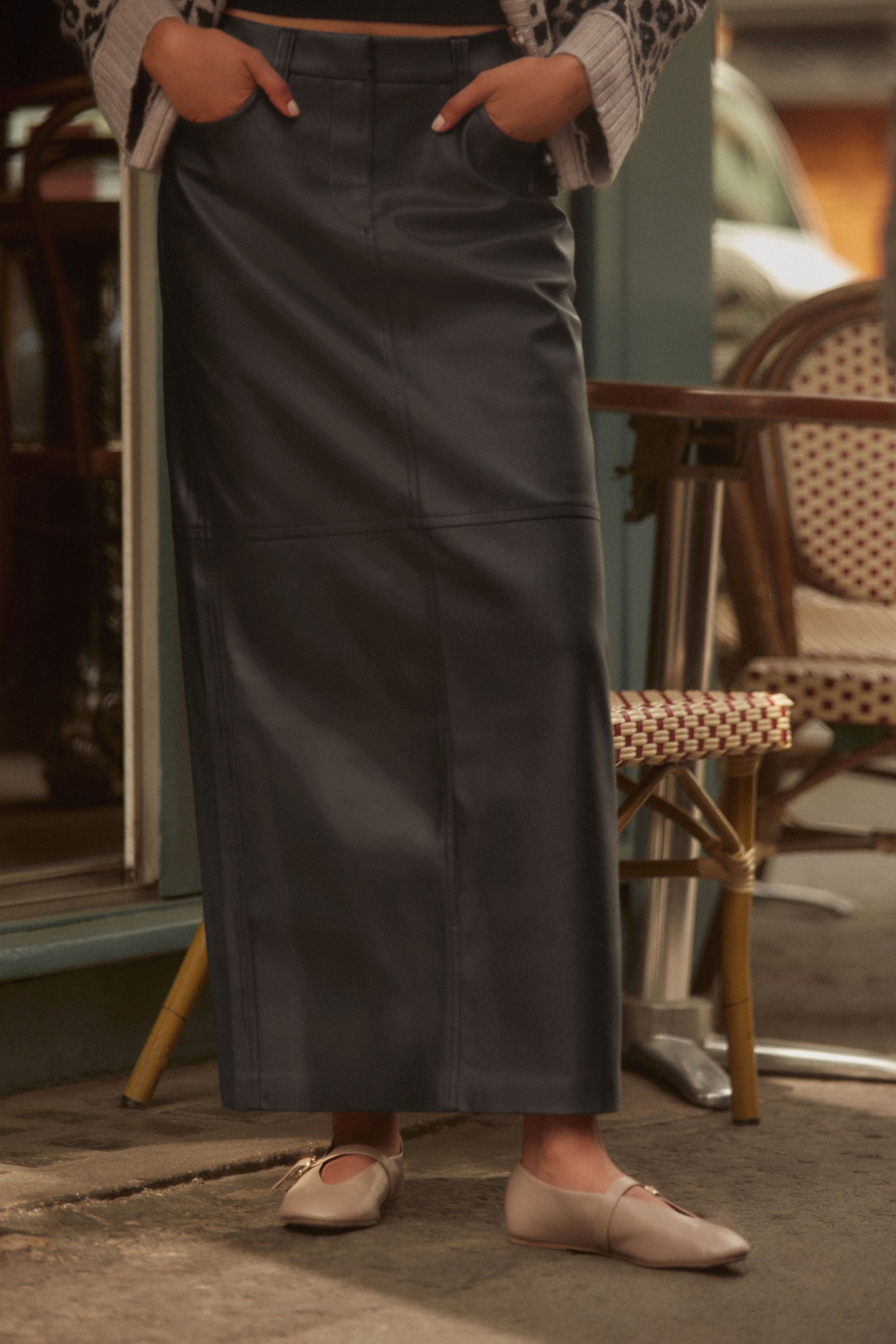 Next Faux Leather PU Column Skirt