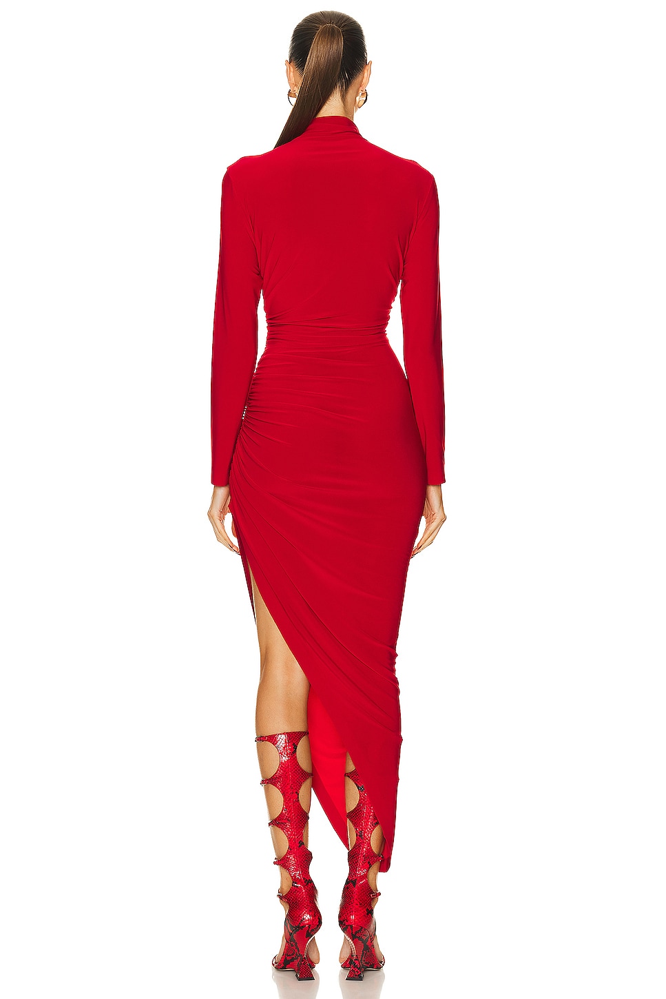 Norma Kamali Long Sleeve Turtleneck Side Drape Gown back view