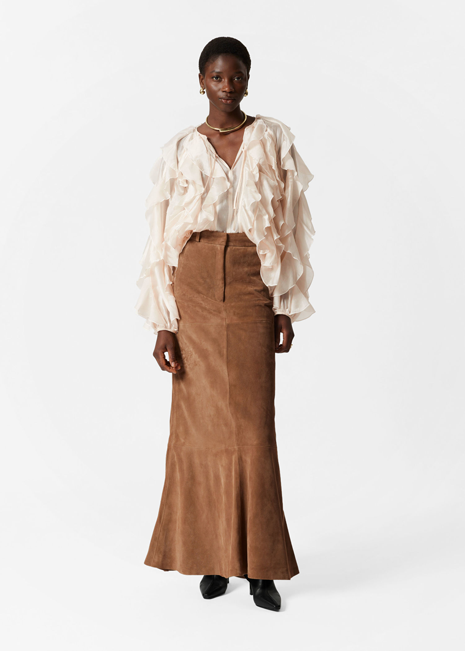 &amp; Other Stories Suede Midi Skirt