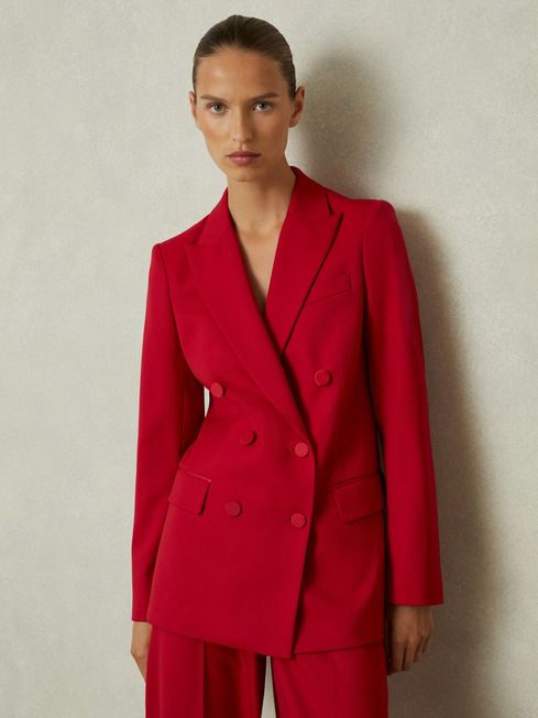 Reiss Anna Wool Blend Double Breasted Tux Blazer