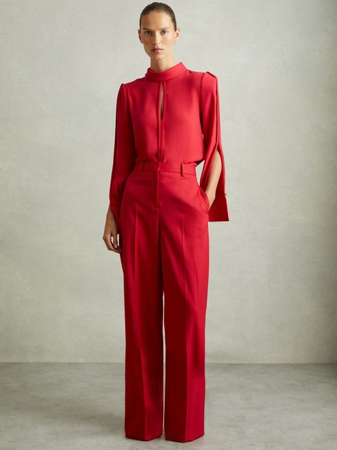 Reiss Anna Wool Blend Wide Leg Trouser