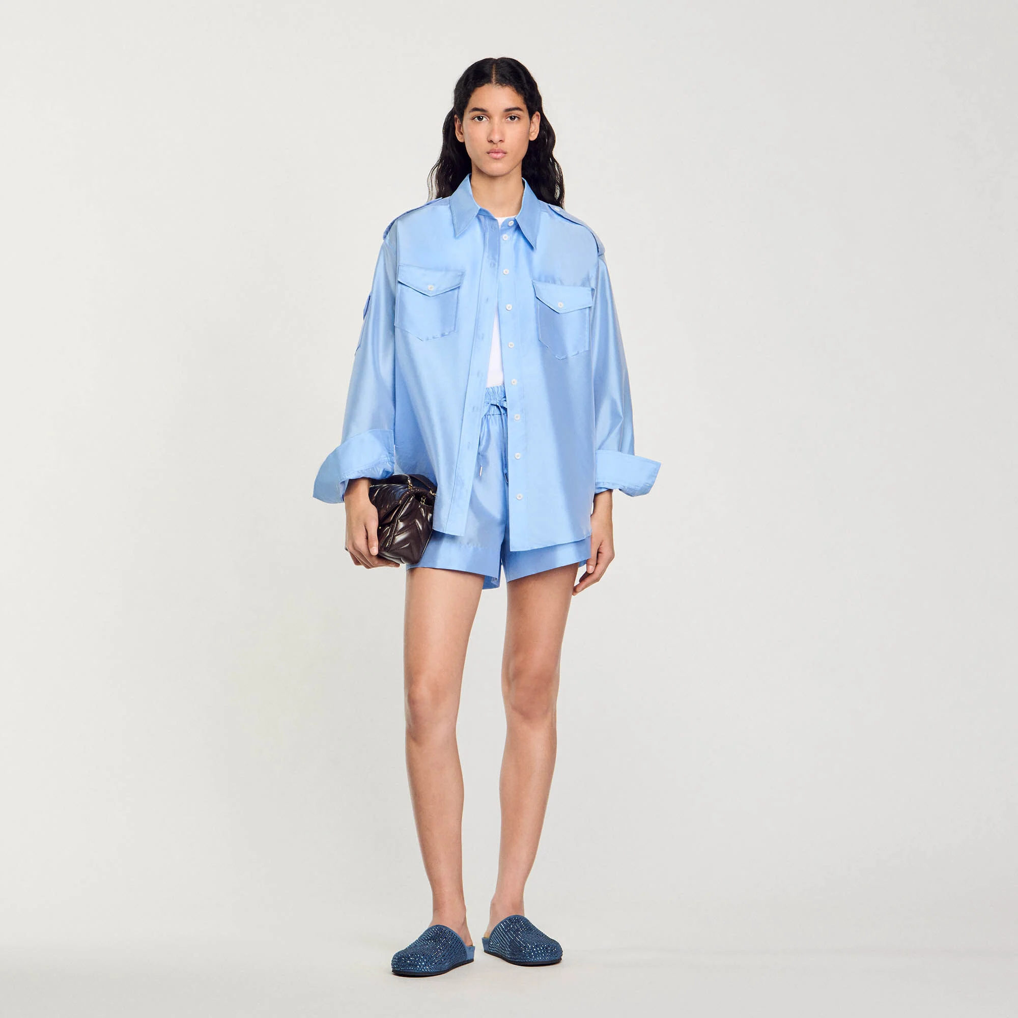 Sandro Loose Fit Satin Shirt