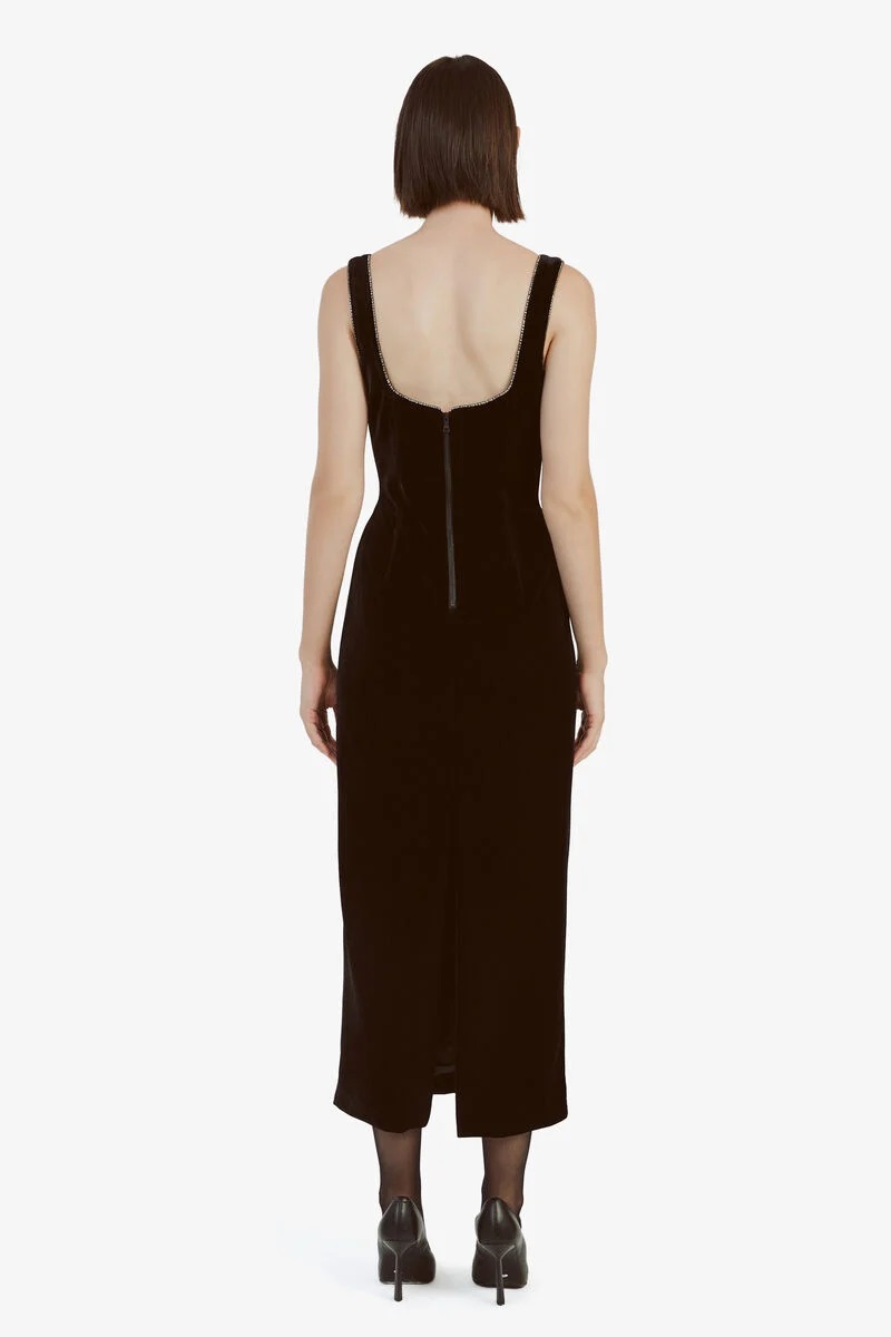 Bardot brooklyn velour midi dress back view