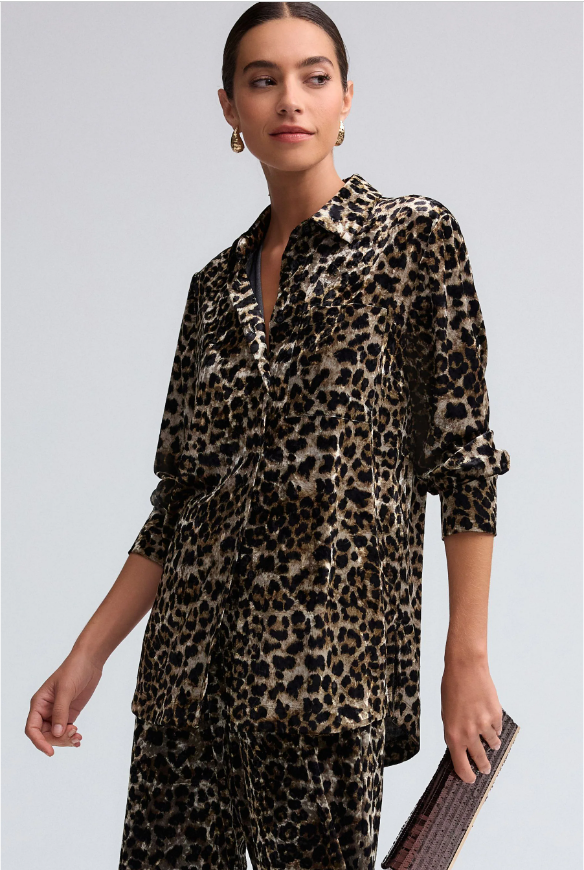 Next Leopard Velvet Touch Animal Print Party Shirt