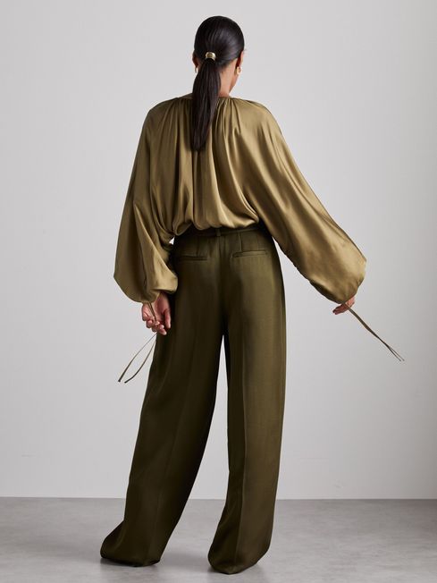 Reiss Finley Atelier Gathered Satin Top back view
