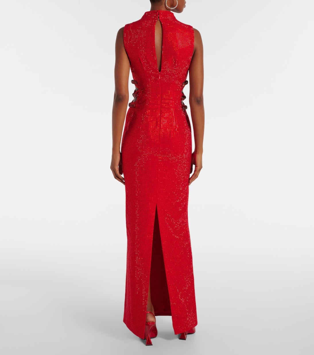 Self Portrait Embellished Cut-out Crepe gown back view