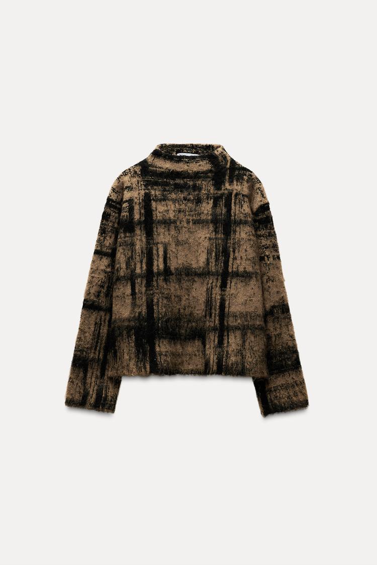 Zara Check Jacquard Knit Jumper