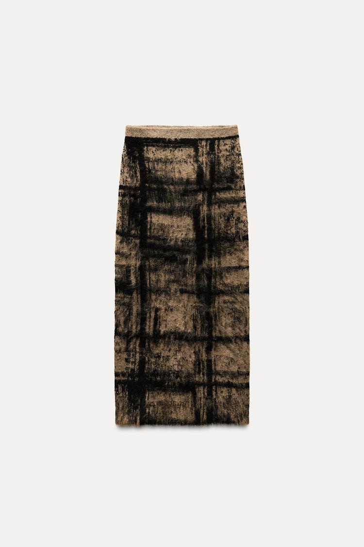 Zara Check Jacquard Knit Skirt