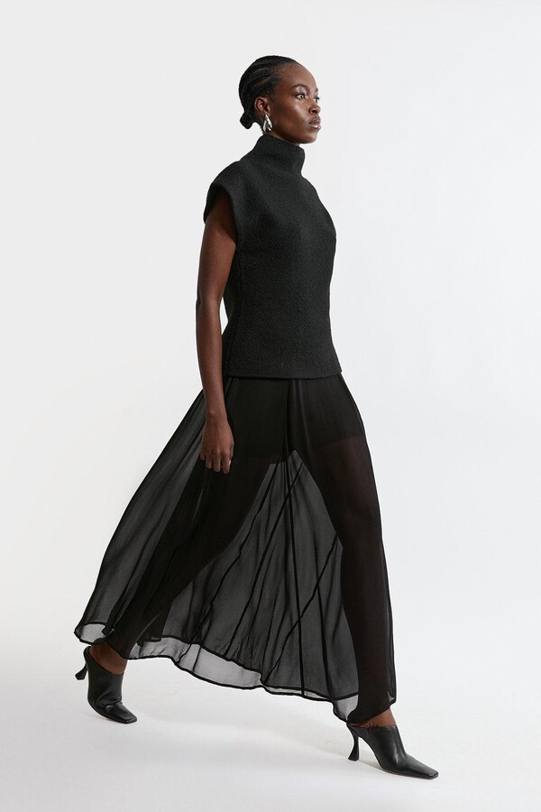 Karen Millen Sheer Viscose Georgette Woven Maxi Skirt