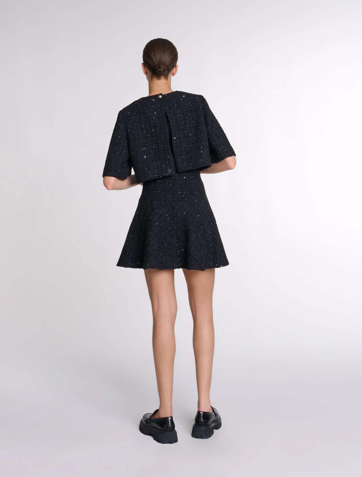 Maje Tweed 2-in-1 short dress back view