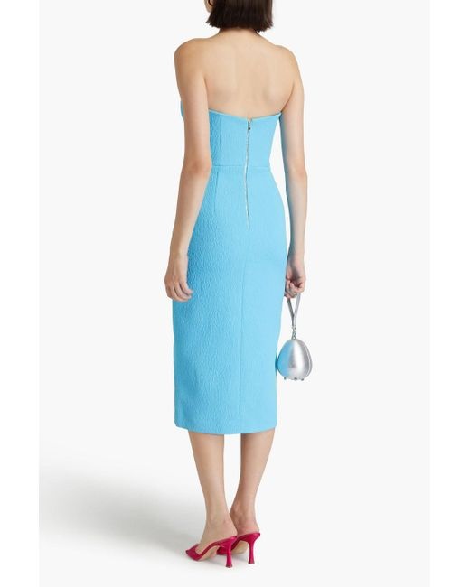 Rebecca Vallance Strapless Bow-detailed Cloqué Midi Dress back view