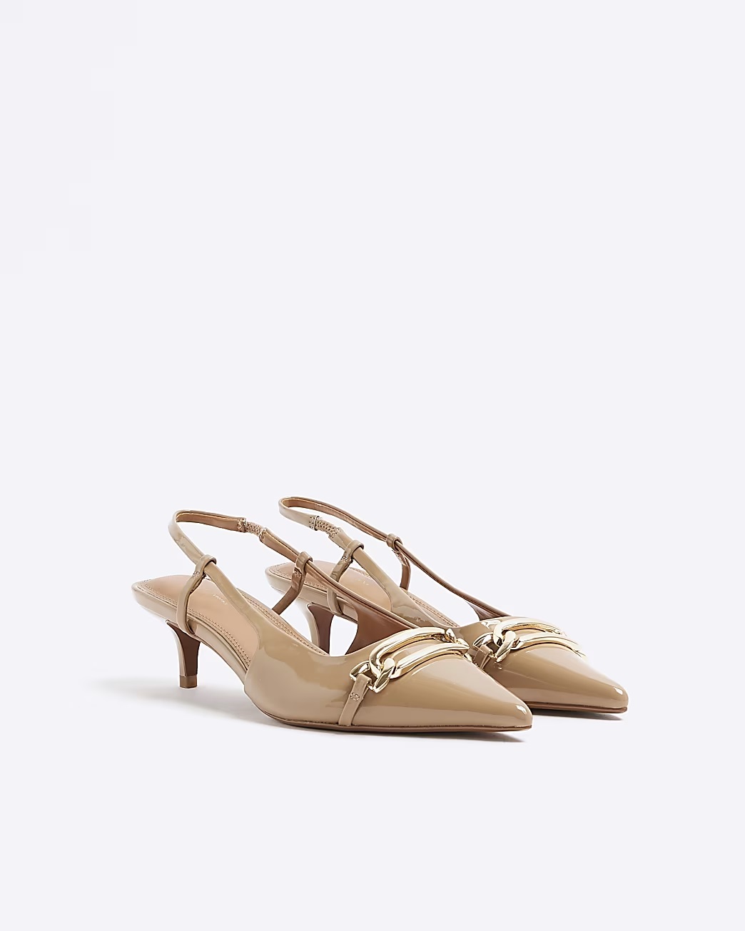 River Island Beige Patent Slingback Shoes