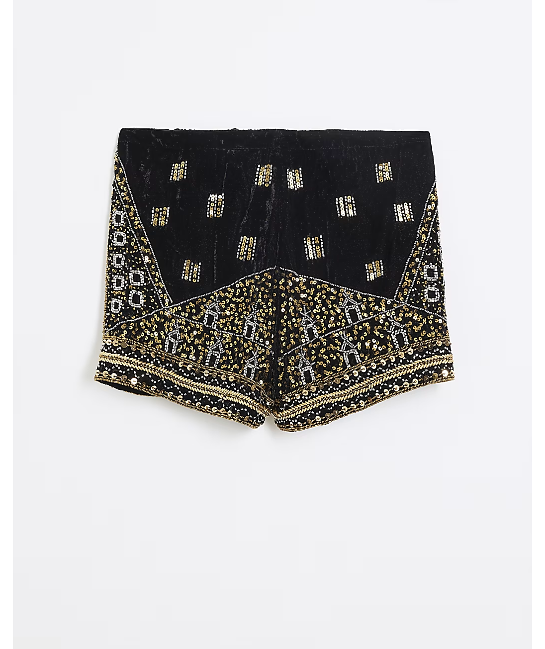 River Island Black Velvet Embellished Shorts