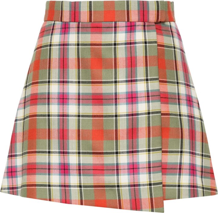 Vivienne Westwood 1k01001v W00wz M209 orange plaid skirt