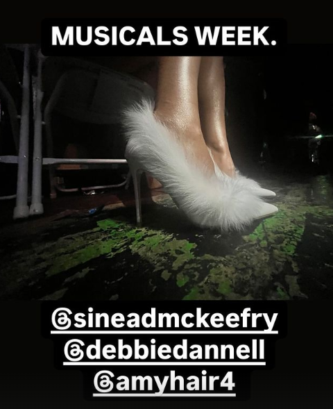 where to get all claudia Winkleman Strictly Come Dancing white fur feather trim court shoes what is Claudia wearing 1 December 2024 Photo Claudia Winkleman